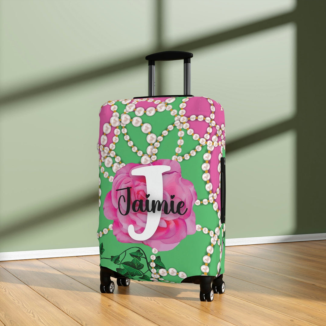 PNK Signature Pink & Green Personalized Luggage Cover