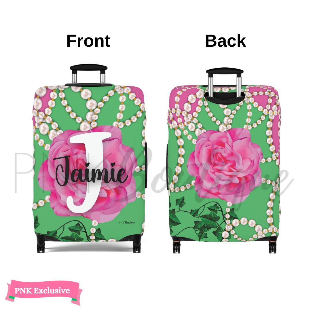 PNK Signature Pink & Green Personalized Luggage Cover