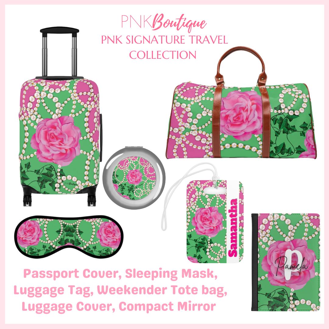 PNK Signature Pink & Green Personalized Luggage Cover