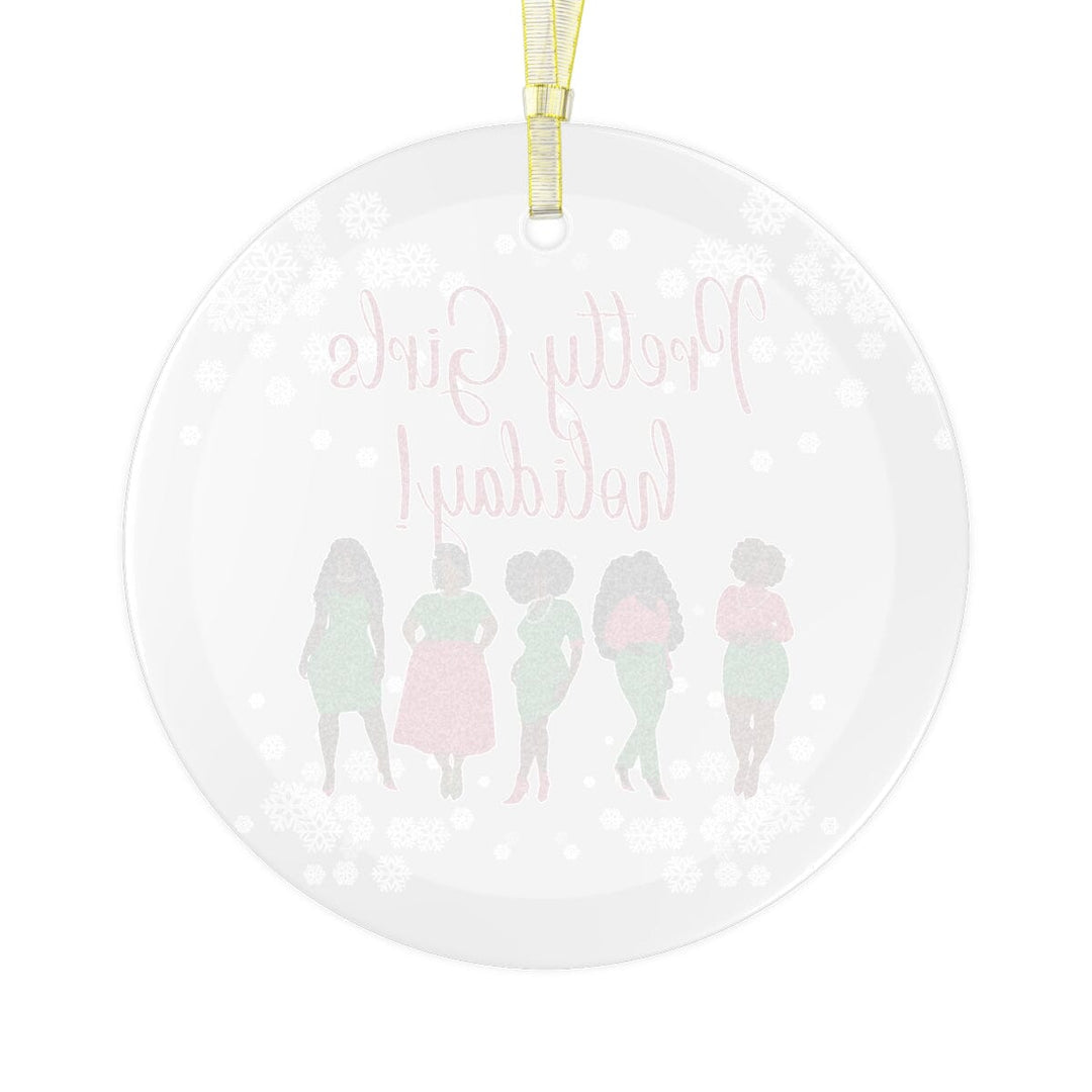 Pretty Girls Holiday Pink and Green Glass Ornament