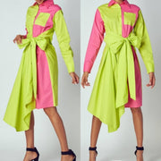 Pink and Green Colorblock Dress