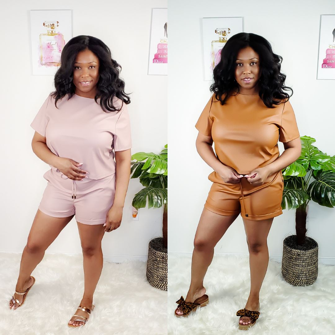 Vegan leather short set - PNK Boutique