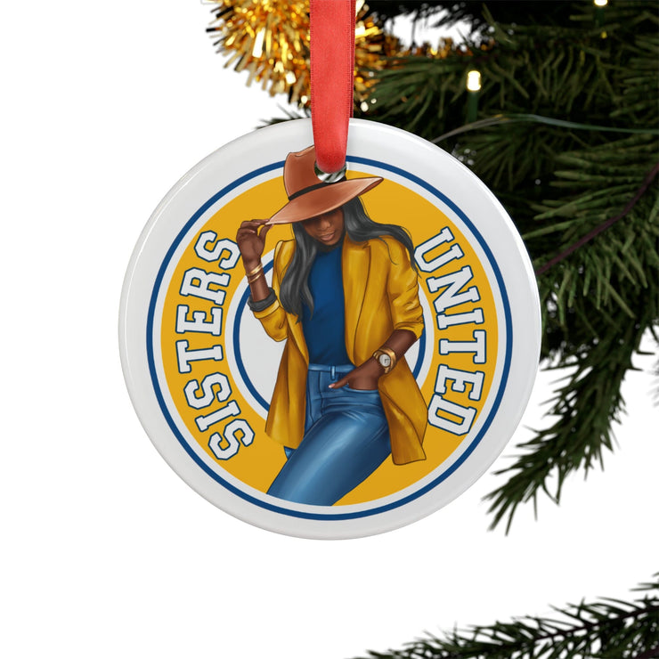 Blue and Gold Sisters United Acrylic Ornament