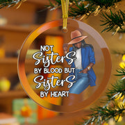 Sisters Blue and White Glass Ornament