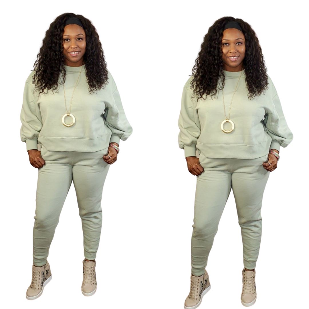 Comfy Chic Jogger Set (Sage)