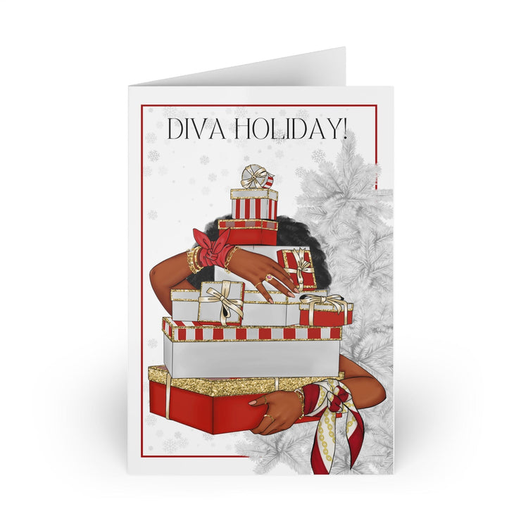 Diva Holiday Red and White Greeting Cards(10-pcs)