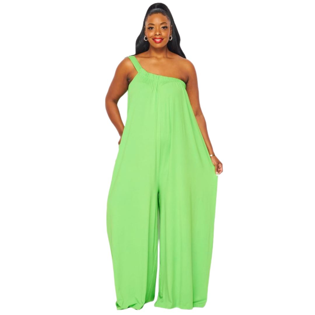 Dolly One Shoulder Jumpsuit (CURVE)