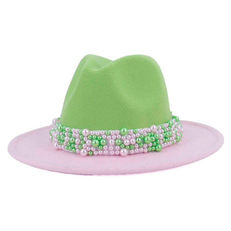 Pink & Green Fedora hatband included
