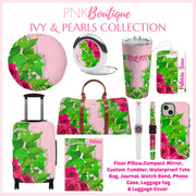 Ivy and Pearls Pink and Green Luggage Tag