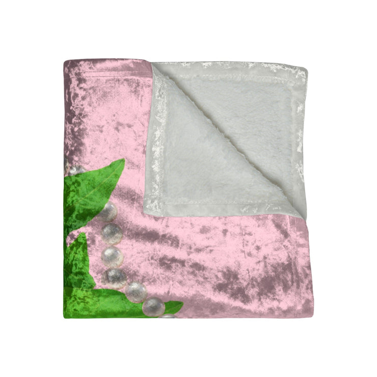 Ivy and Pearls Pink & Green Crushed Velvet Blanket