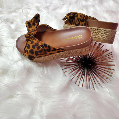 Leopard Bow Slides - PNK Boutique