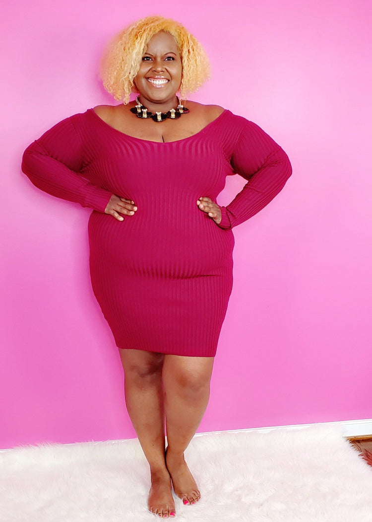 Marilyn Maroon Dress - PNK Boutique