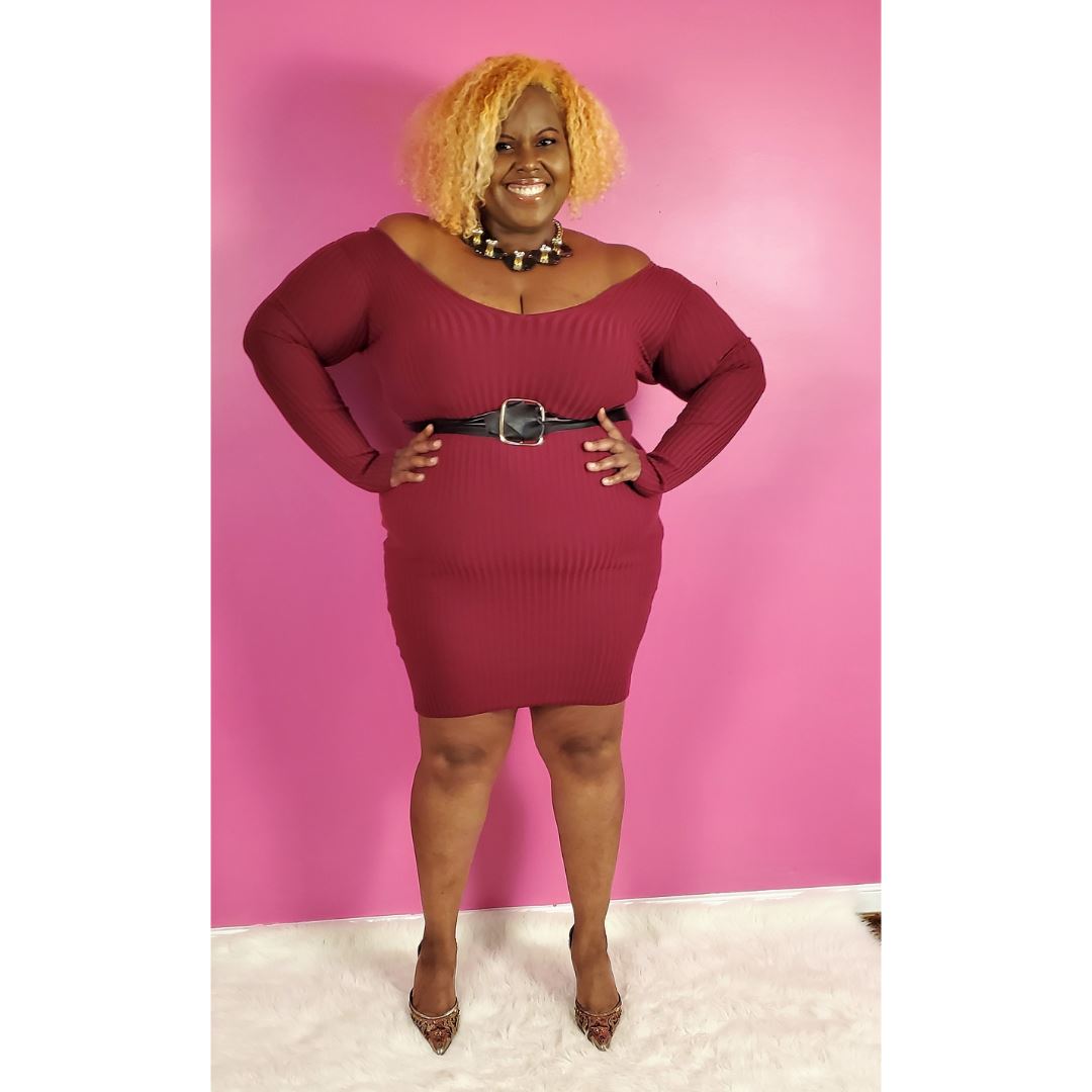 Marilyn Maroon Dress - PNK Boutique