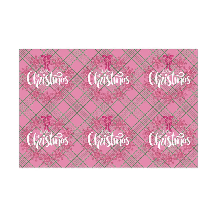 Merry Christmas Gift Wrap Pink and Green