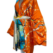 Multi-Color Short Kimono in Orange and Blue