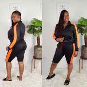 Women's Orange Stripe Tracksuit and fashionable jogging suit. - PNK Boutique