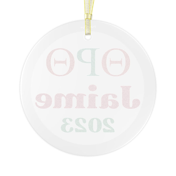 Personalized Pink and Green 2023 Glass Ornament