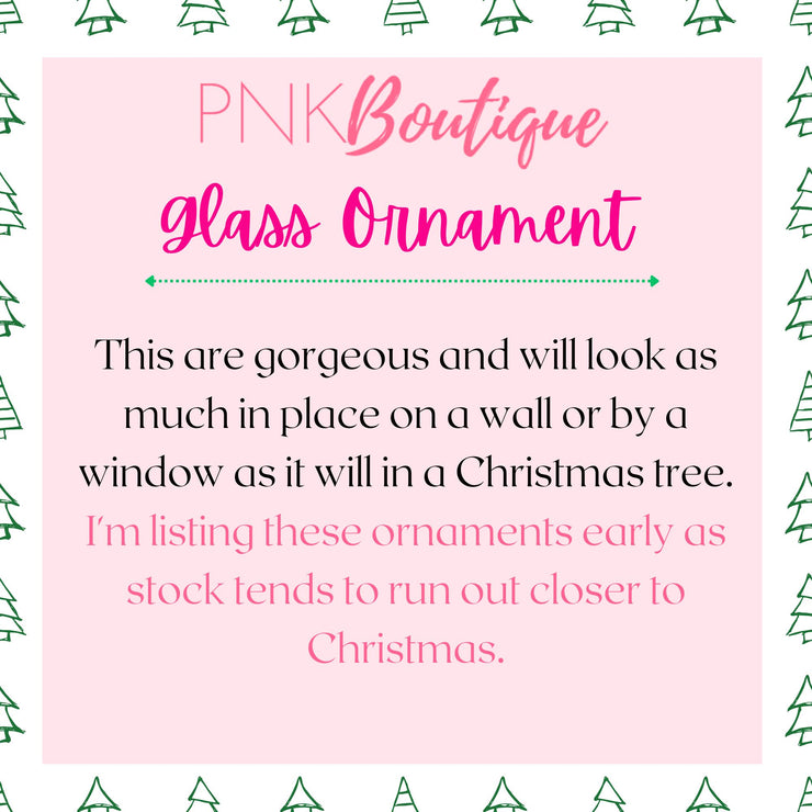 Personalized Pink and Green Sisterhood Glass Ornament