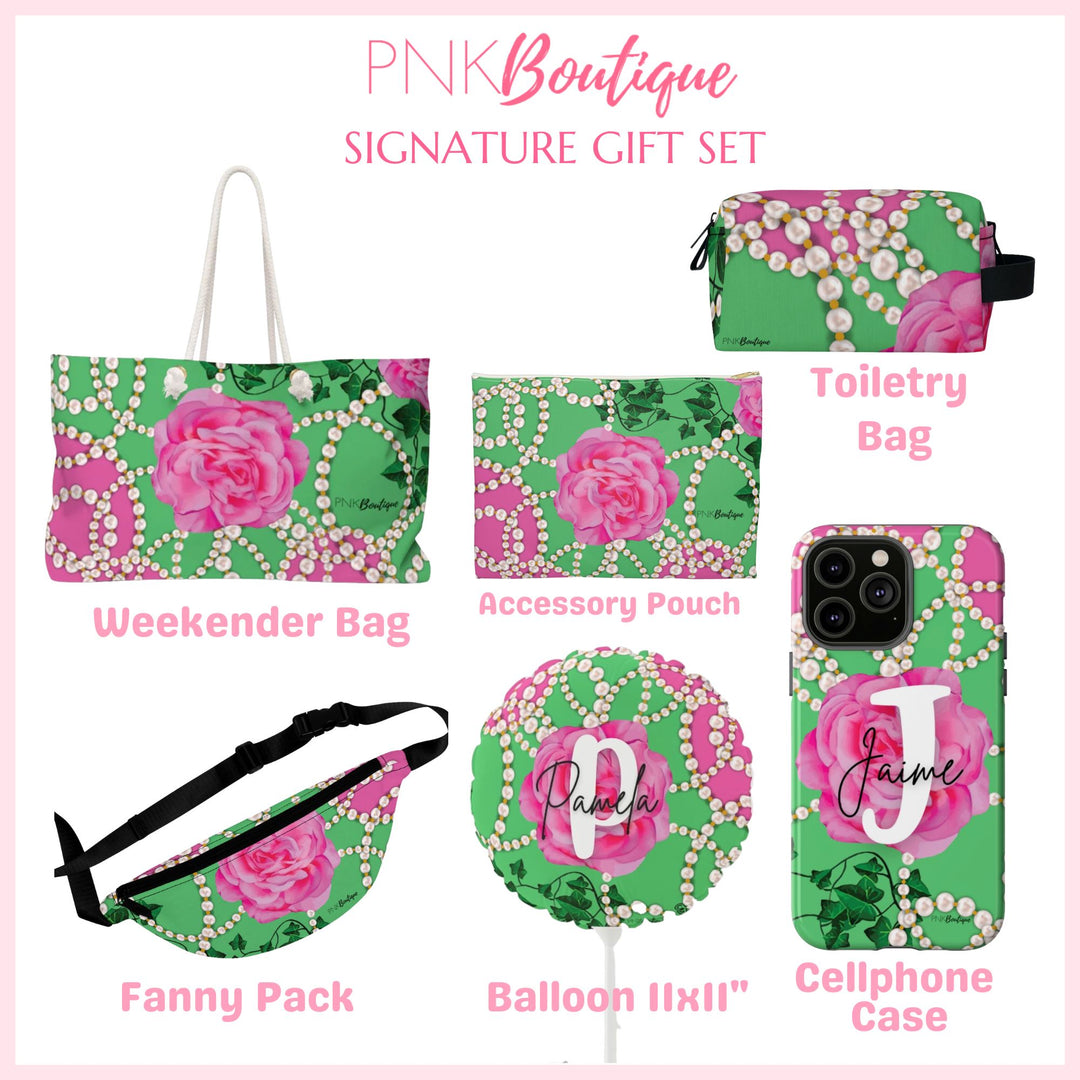 PNK Signature Pink & Green Personalized Weekender Bag