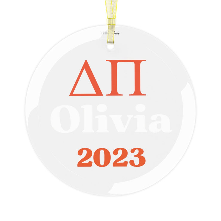 Personalized Red and White 2023 Glass Ornament