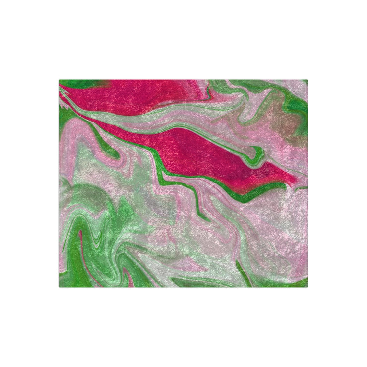 PNK Watercolor Pink & Green Crushed Velvet Blanket