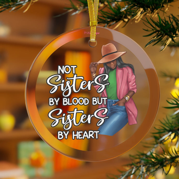 Sisters Pink and Green Glass Ornament