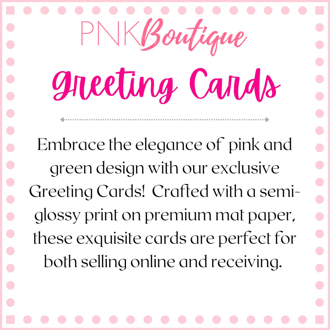 Pretty Holiday Pink and Green Greeting Cards (10-pcs)