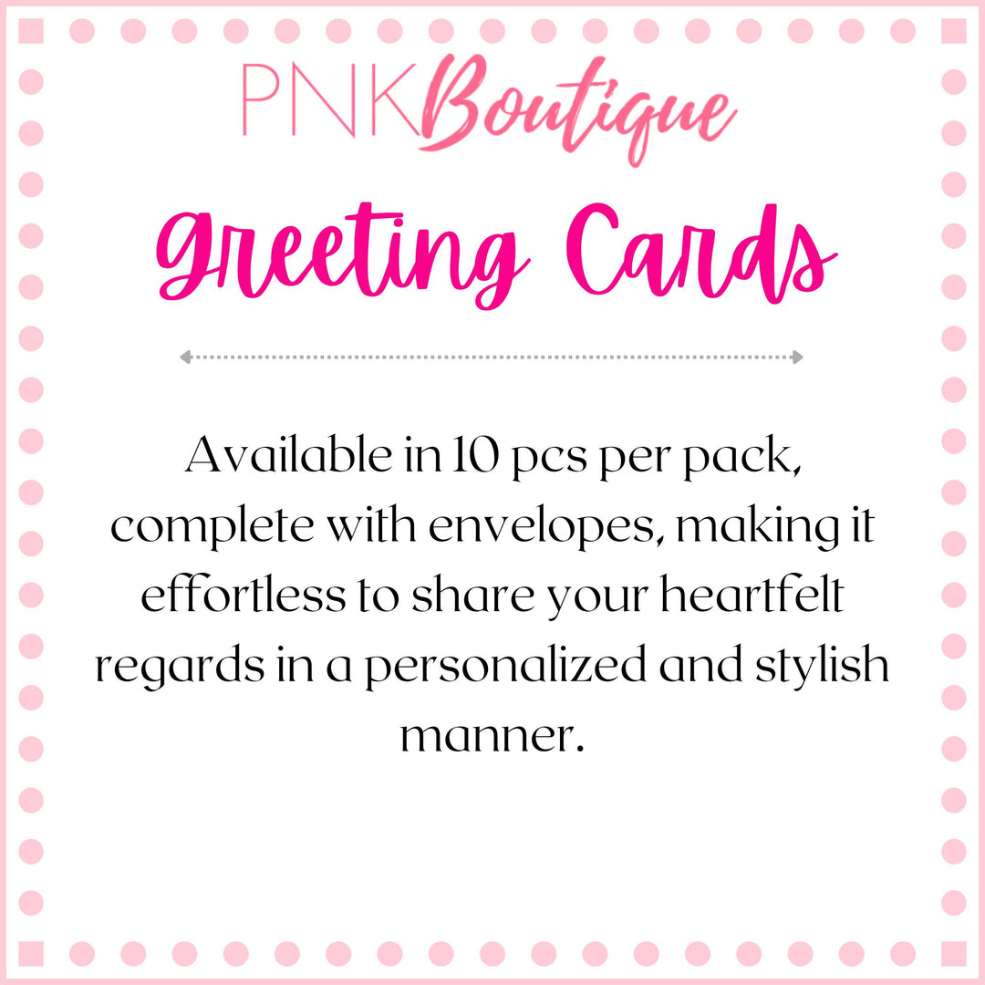 Pretty Holiday Pink and Green Greeting Cards (10-pcs)