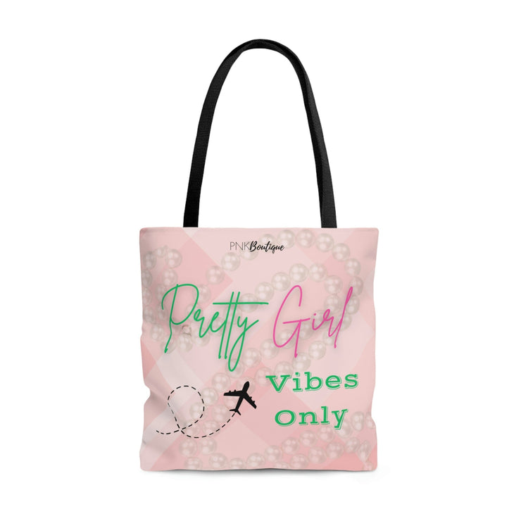 Pink and Green Pretty Vibes Only Tote Bag