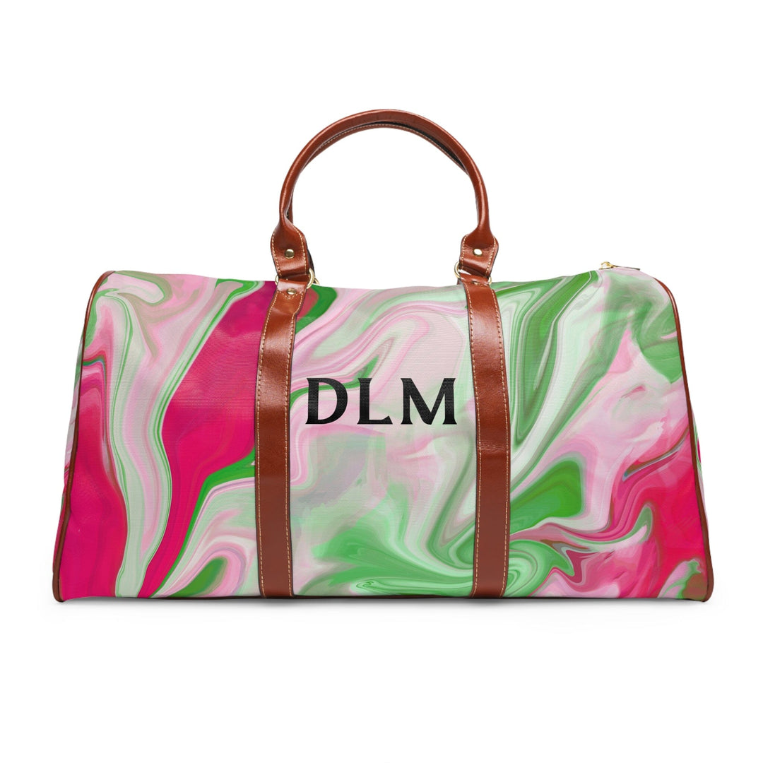 PNK Watercolor Pink & Green Personalized Waterproof Travel Bag