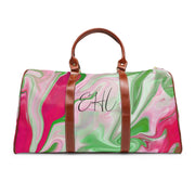 PNK Watercolor Pink & Green Personalized Waterproof Travel Bag