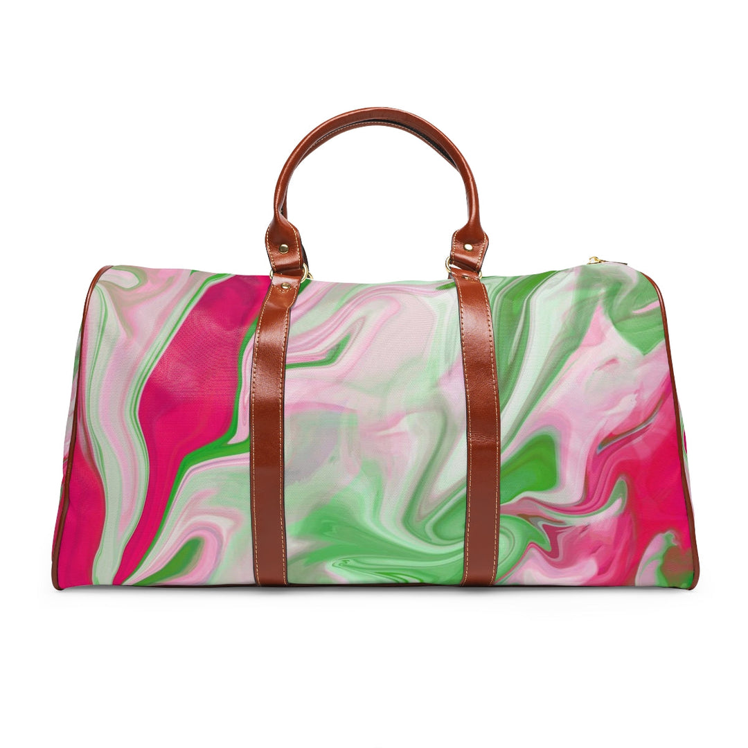 PNK Watercolor Pink & Green Personalized Waterproof Travel Bag