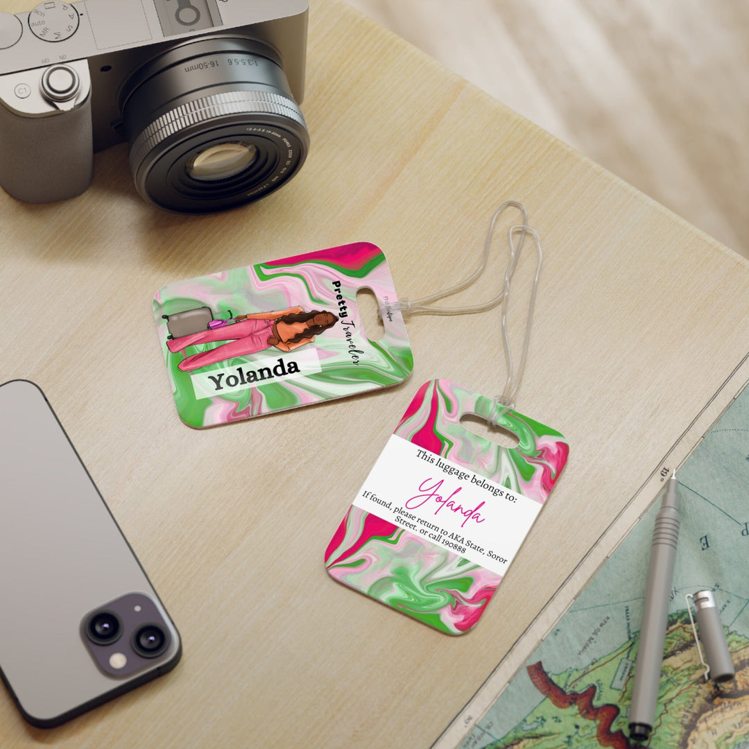 PNK Pink and Green Pretty Traveler Luggage Tags