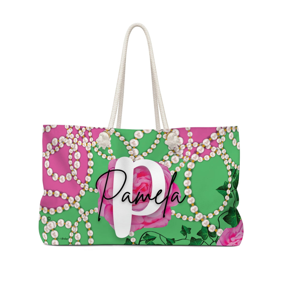 PNK Signature Pink & Green Personalized Weekender Bag