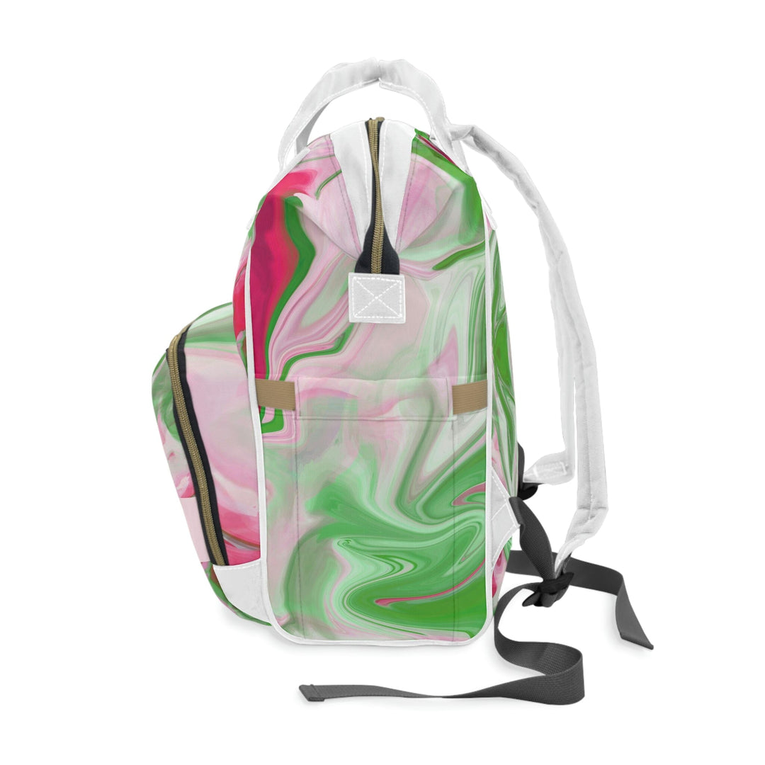 PNK Pink & Green Watercolor Multifunctional Diaper Backpack