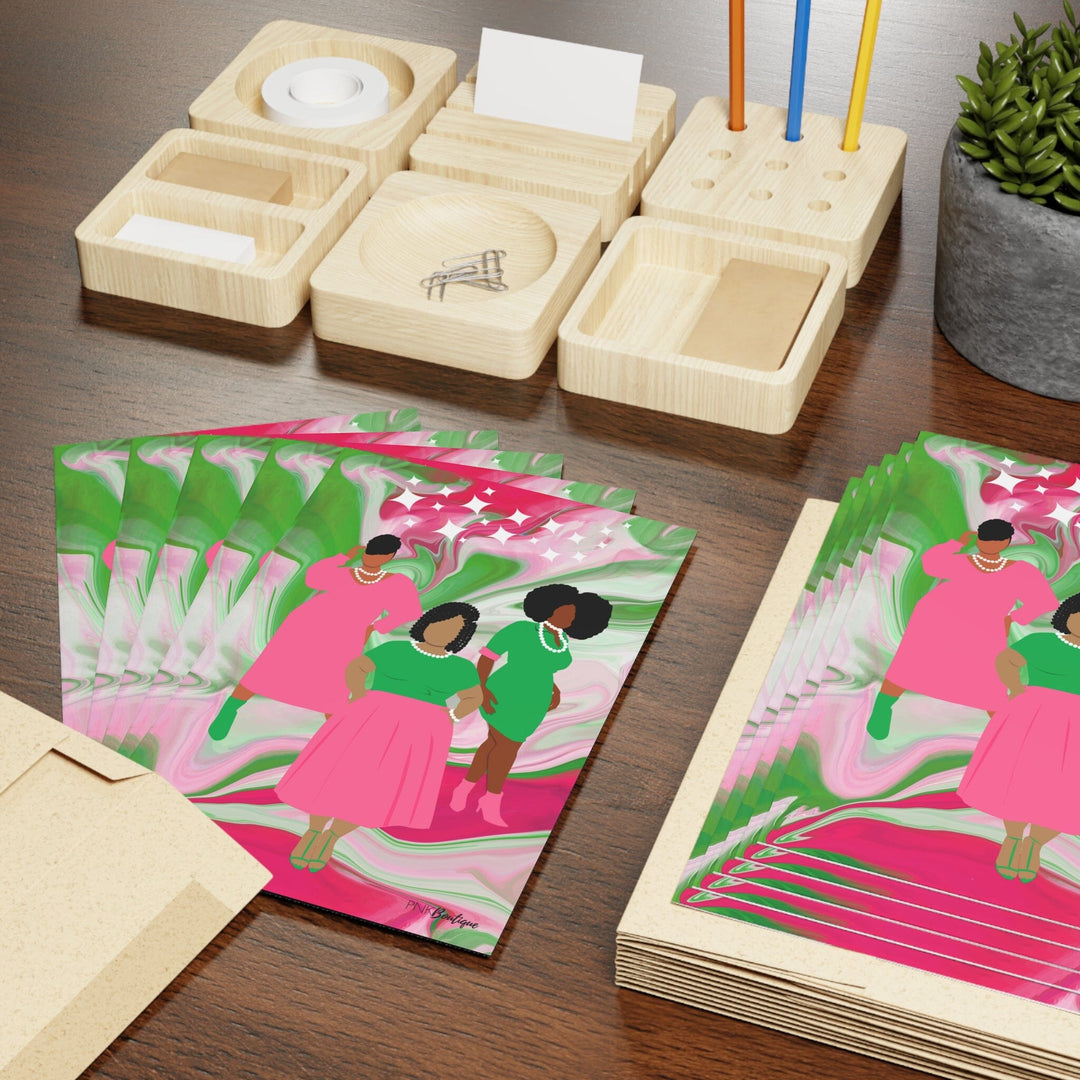 PNK Watercolor Pink & Green Greeting Cards (10-pcs)