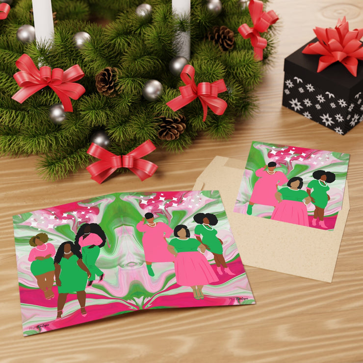PNK Watercolor Pink & Green Greeting Cards (10-pcs)