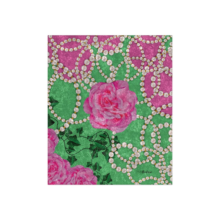 PNK Signature Pink & Green Crushed Velvet Blanket