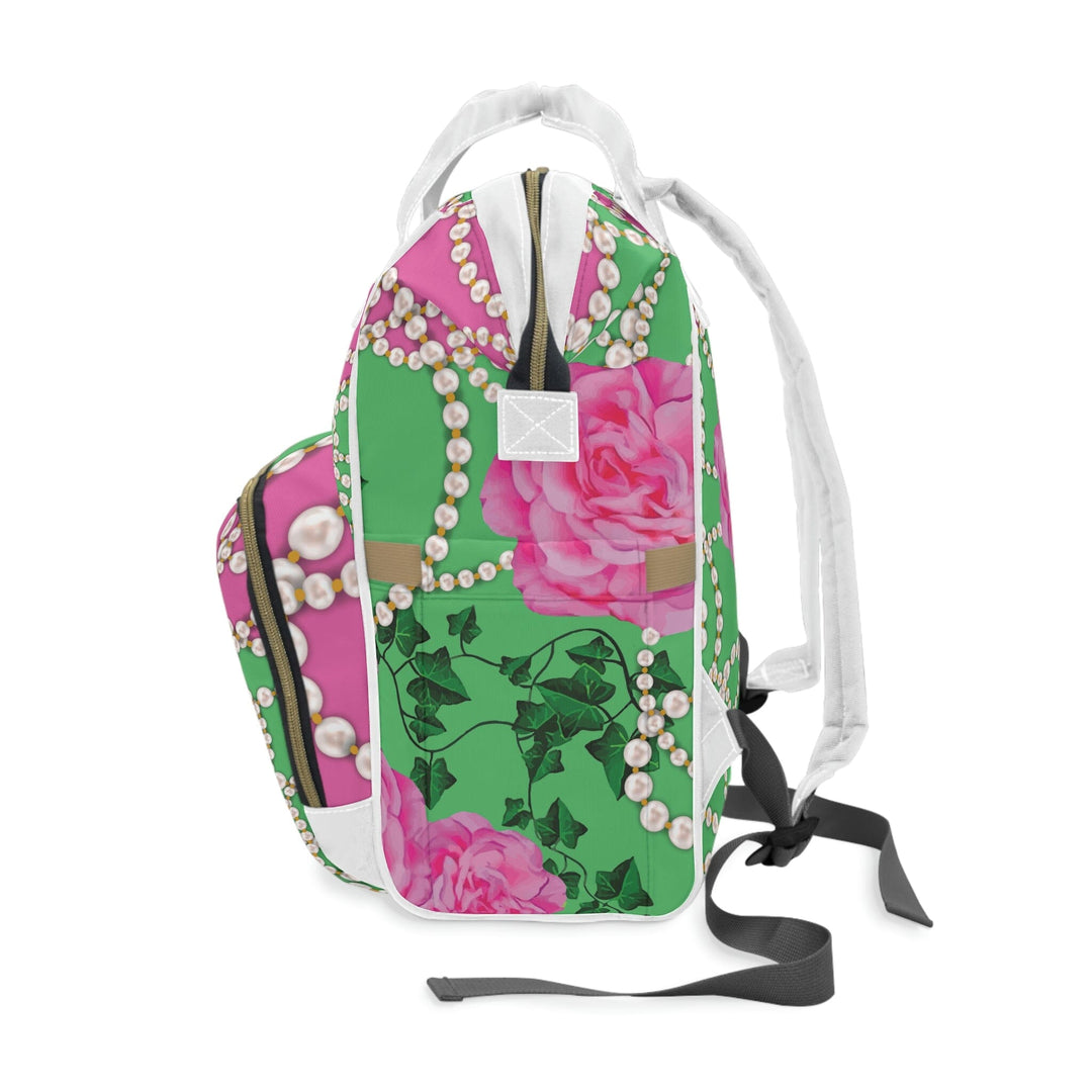 PNK Signature Pink & Green Multifunctional Diaper Backpack