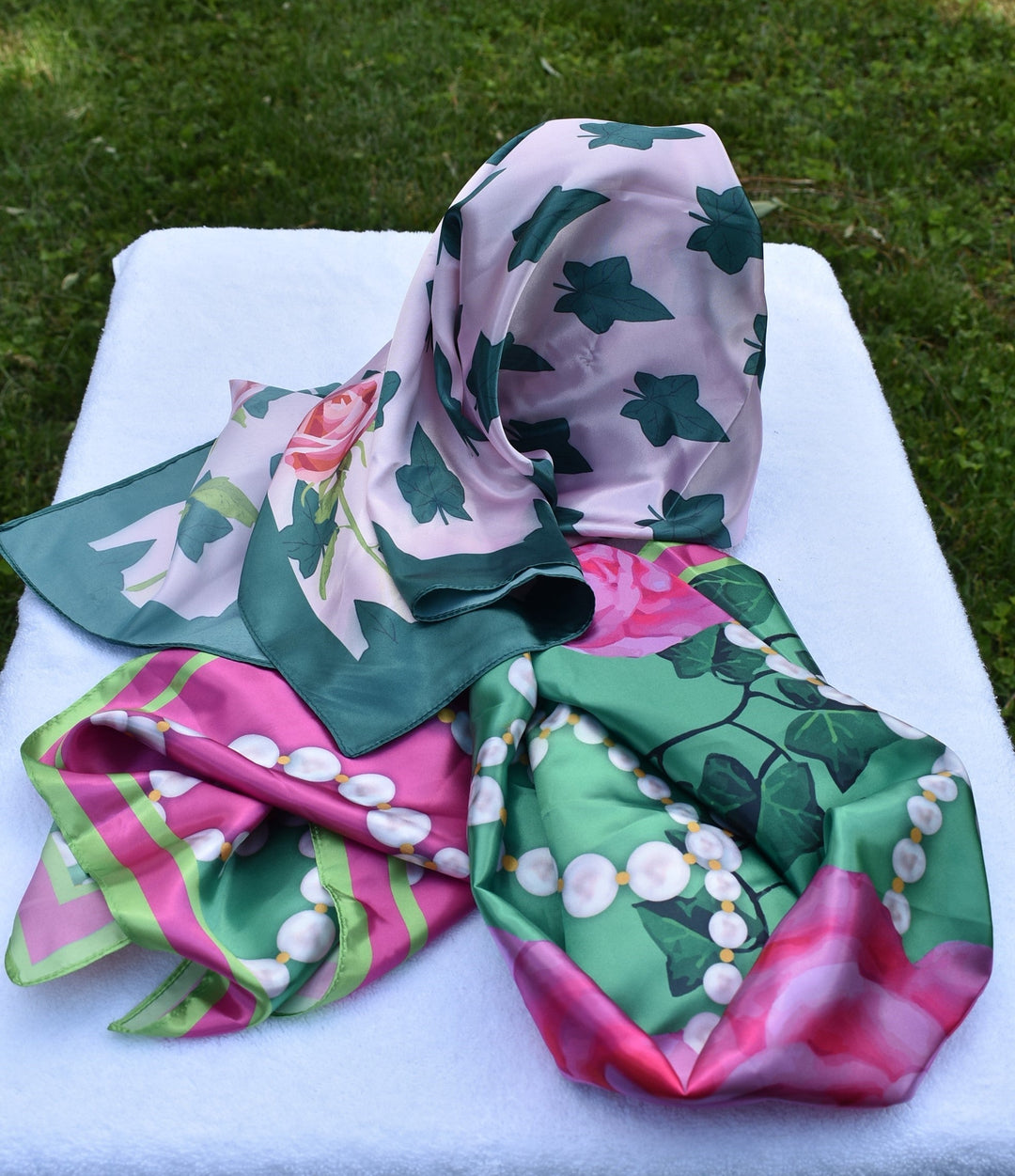 PNK Signature Pink & Green Scarf - Floral Print