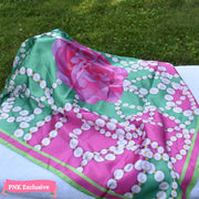 PNK Signature Pink & Green Scarf - Floral Print