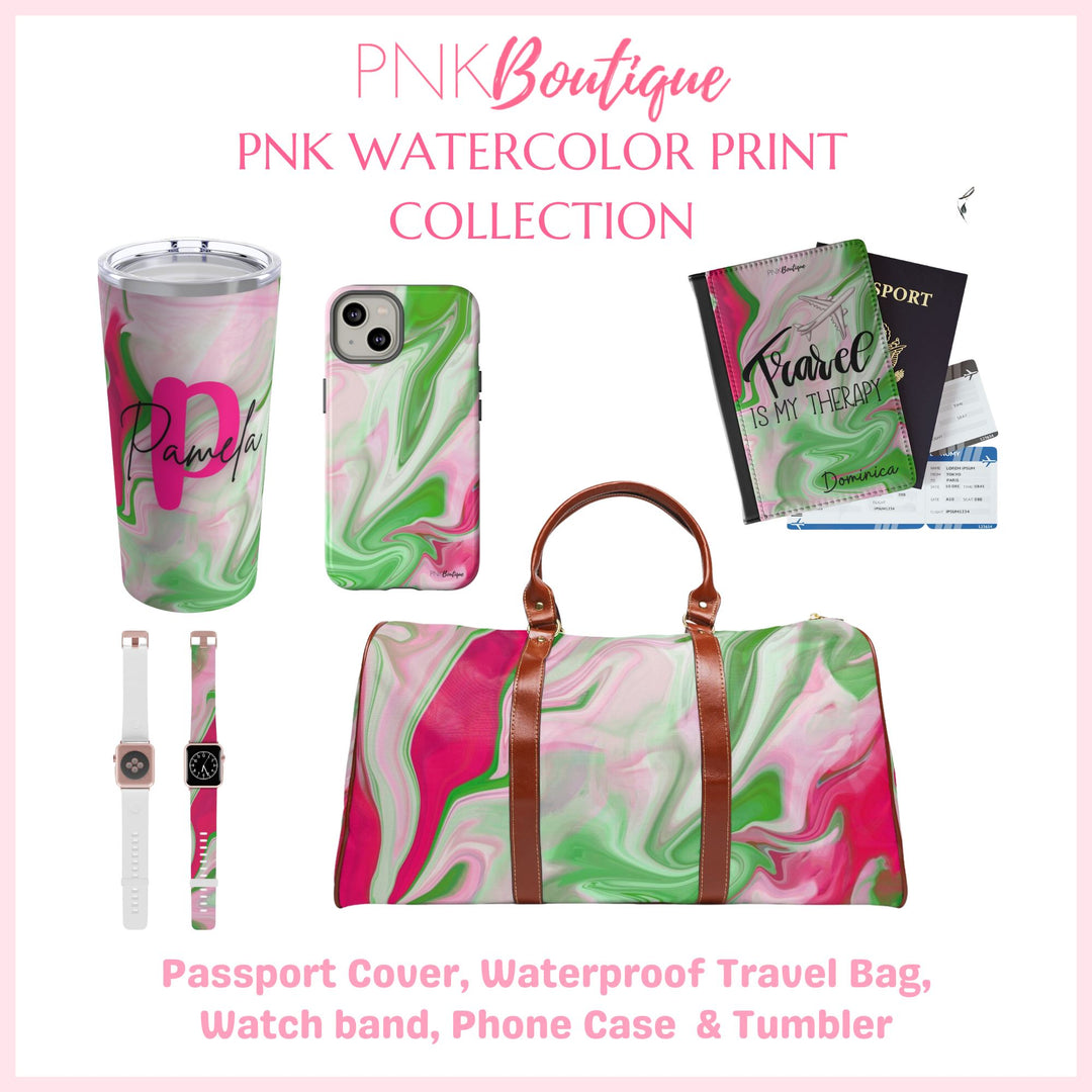 PNK Pink & Green Watercolor Personalized Passport Cover