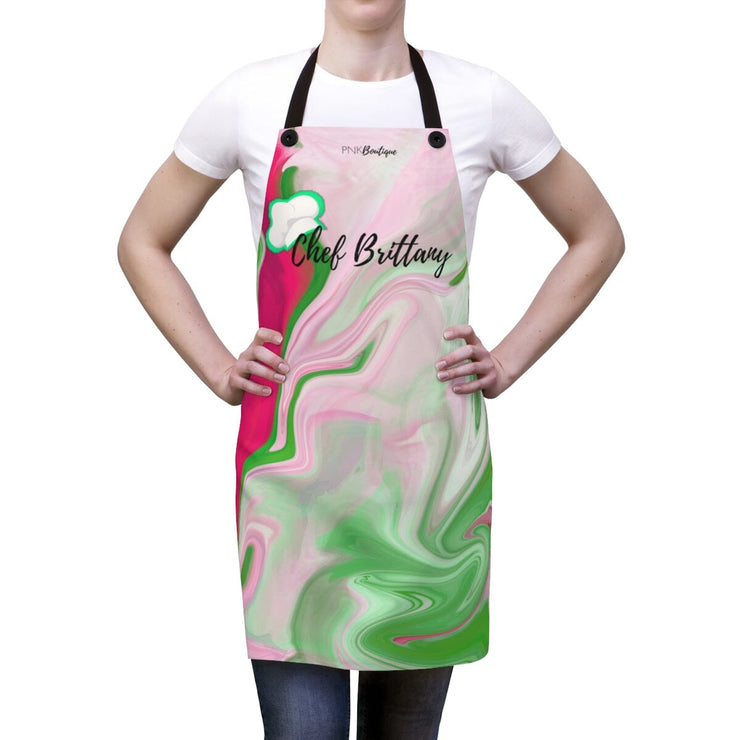 PNK Pink & Green Watercolor Personalized Apron