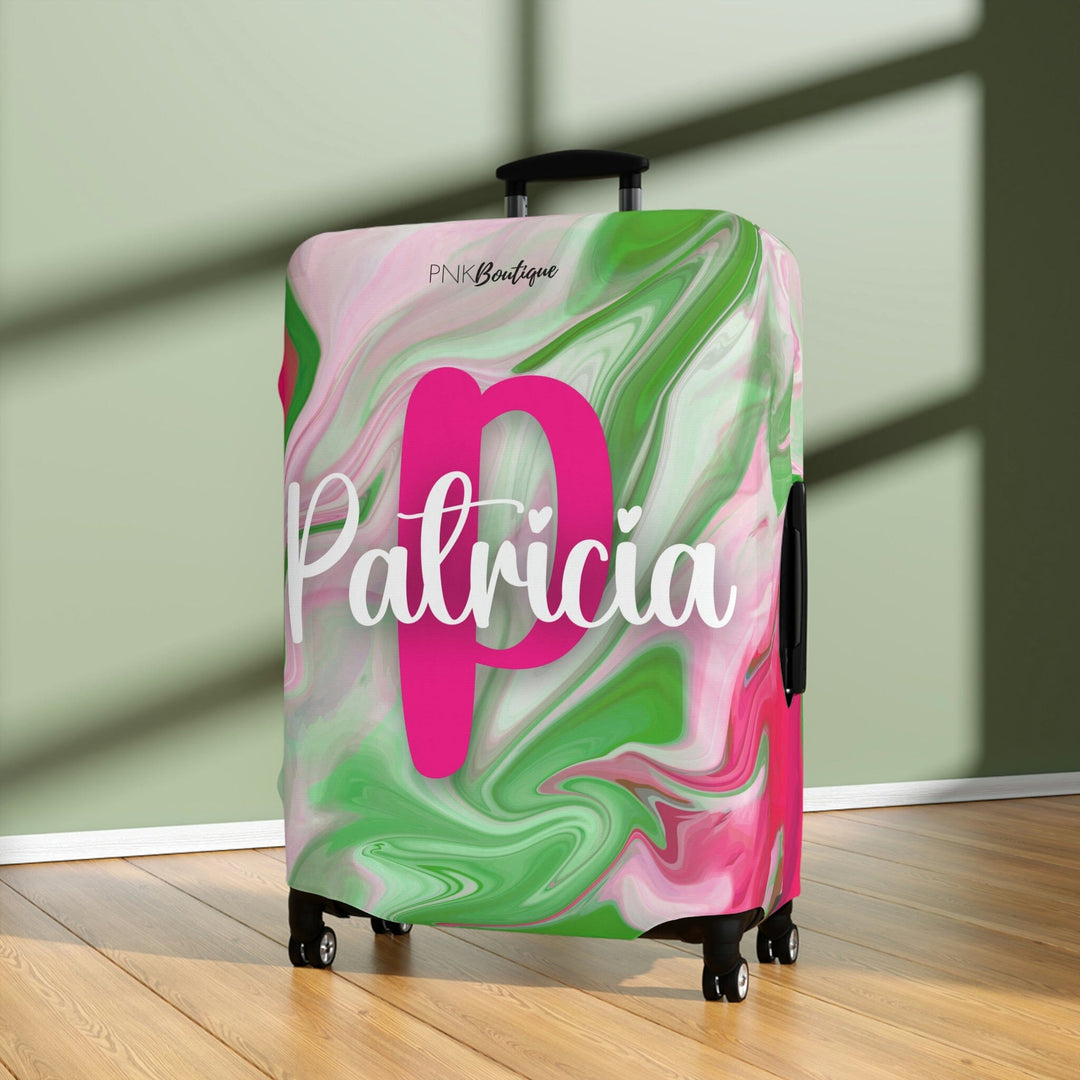 PNK Watercolor Pink & Green Personalized Luggage Cover