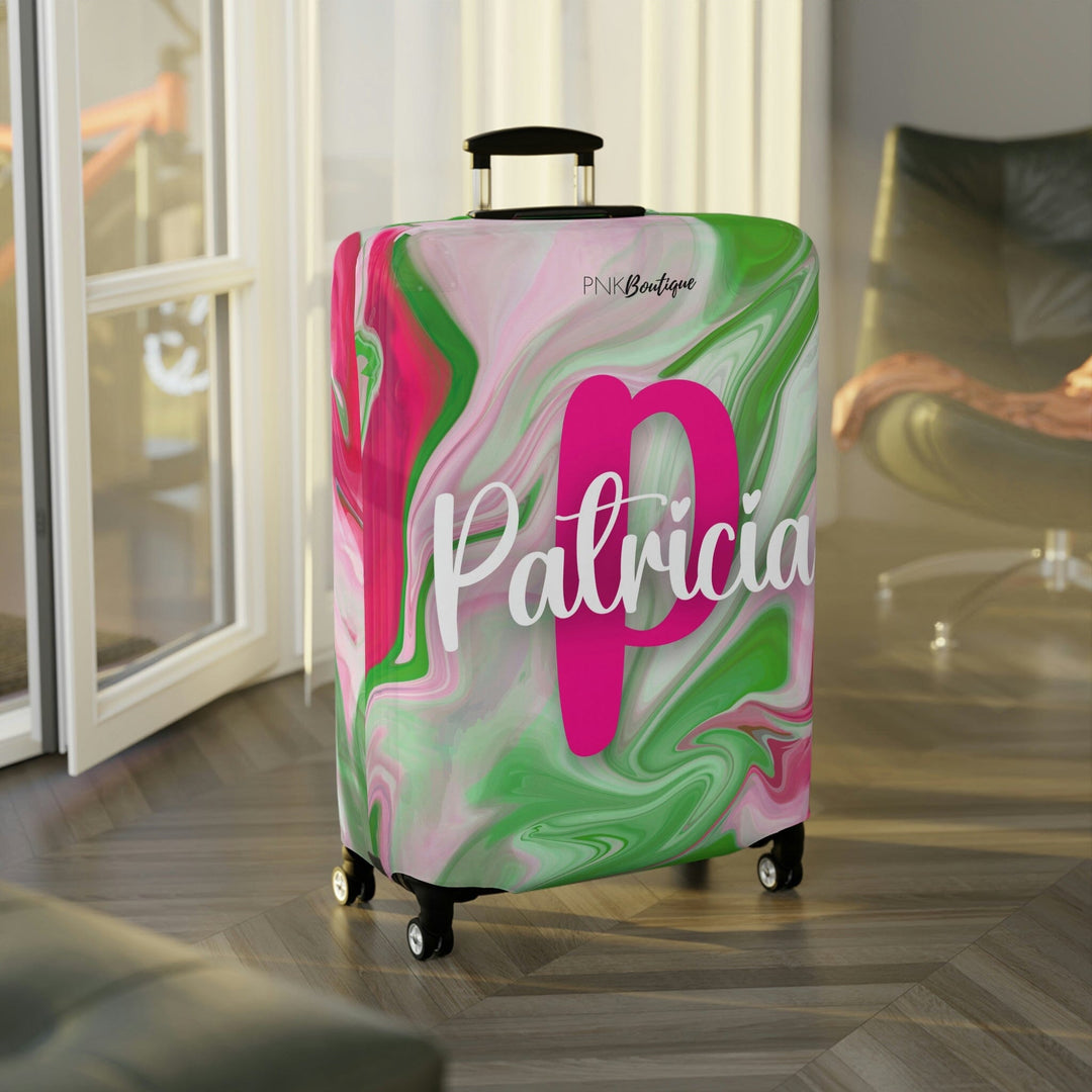 PNK Watercolor Pink & Green Personalized Luggage Cover