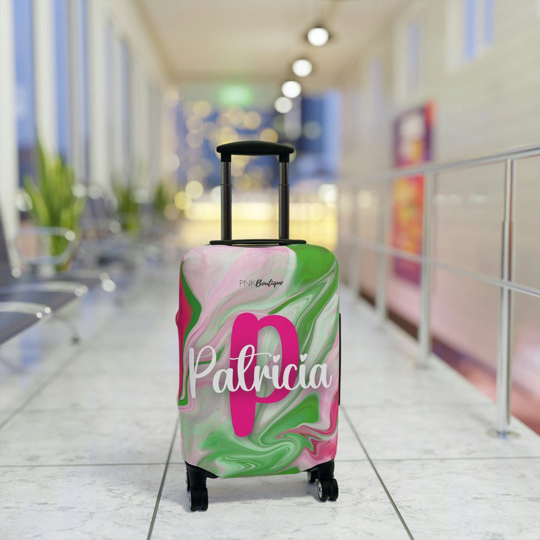 PNK Watercolor Pink & Green Personalized Luggage Cover