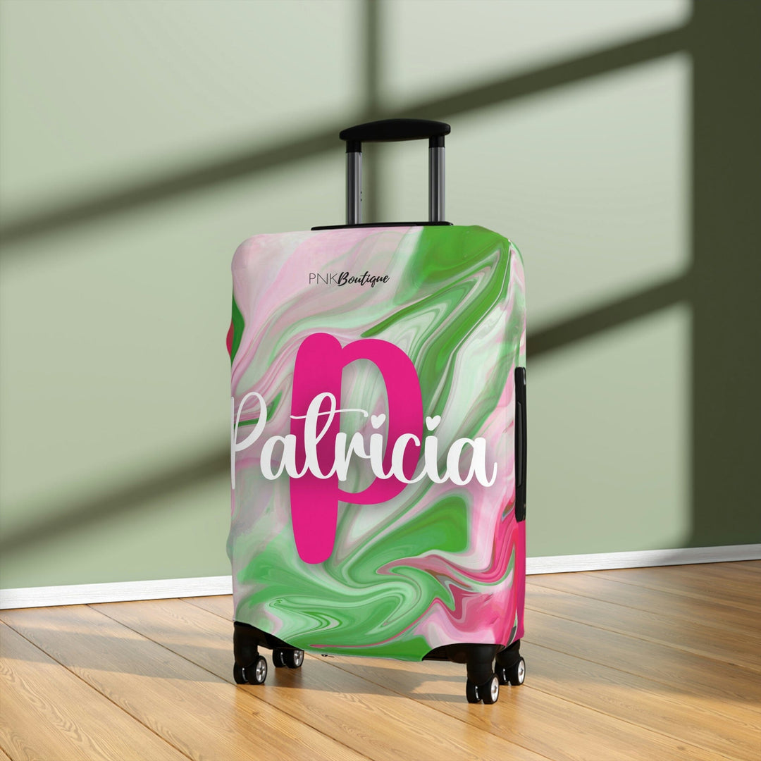 PNK Watercolor Pink & Green Personalized Luggage Cover