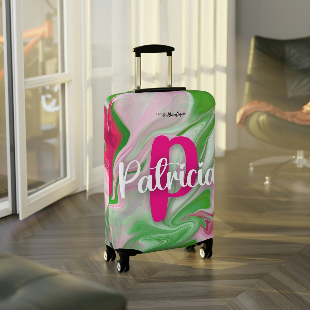 PNK Watercolor Pink & Green Personalized Luggage Cover