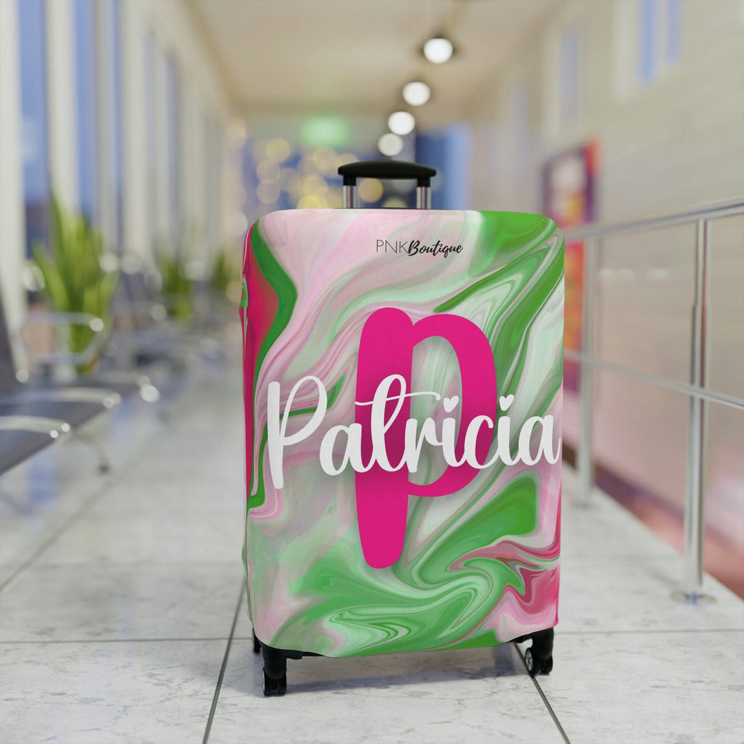 PNK Watercolor Pink & Green Personalized Luggage Cover