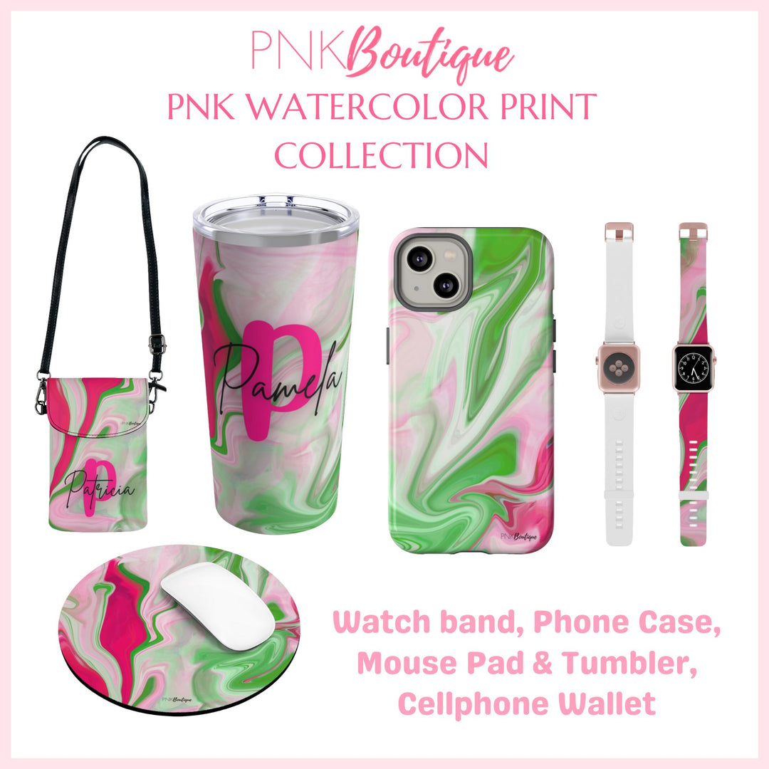 PNK Pink & Green Watercolor Cell Phone Wallet